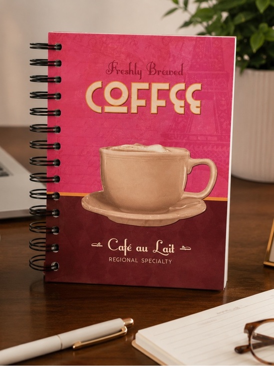 Notoriety Notes Other - Café au Lait Coffee Spiral Notebook Journal | Cute Aesthetic Lined Notebook 8x6